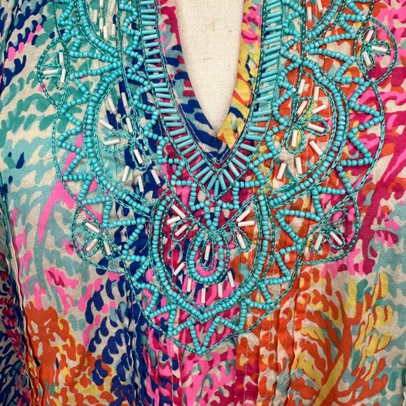 Lilly Pulitzer Sarasota Beaded Tunic Top Electric Feel Cameo Sz S - Picture 5 of 16